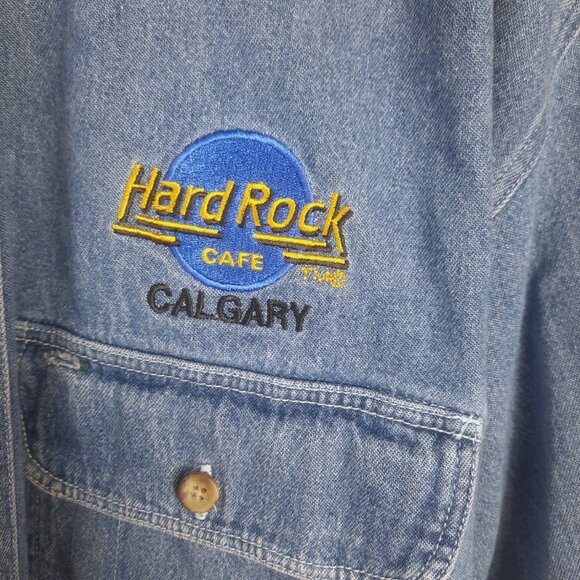 VTG Hard Rock Cafe Calgary Jean Jacket Denim Shirt Mens Medium, Retro Collectibl - Picture 3 of 4